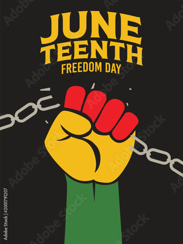 Juneteenth Freedom Day Design with Raised Fist and Chains for Black History Celebration