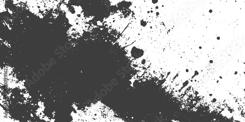 Black Ink Splatter and Grunge Paint Texture on White Background Vector Illustration