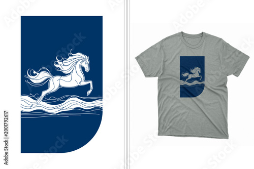 raging and galloping horse vector t-shirt design template graphic print