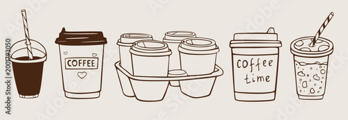 Coffee Cups Set Different Types of Coffee Drinks