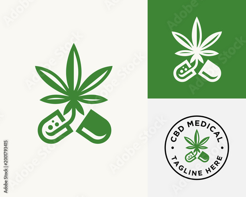 CBD Medical Logo Design With Cannabis Leaf And Medical Healthcare logo design vector