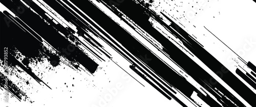 Black ink brush strokes and splatters on white background abstract texture brushstroke