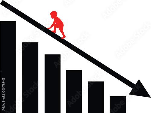 Economic Downturn Concept with Falling Chart Arrow and Business Decline Illustration Minimal Vector Design Representing Recession Financial Crisis and Market Loss