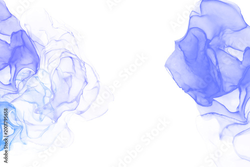 Blue Abstract Liquid Marble Smoke Overlay with Soft Glow Fluid Waves Nebula Ink Effect Transparent Background for  Decorating and Digital Design Assets