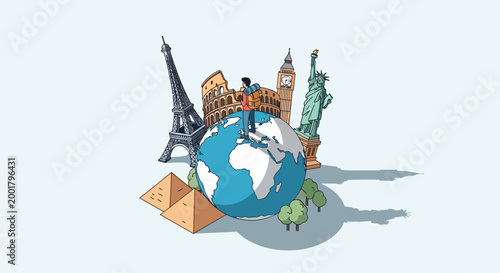 Global Travel Adventure Discovering Iconic World Landmarks and Exploring Diverse Cultures Across Continents on a Journey of Exploration