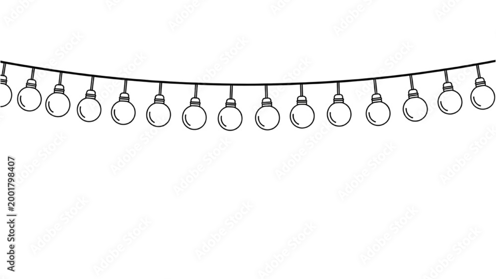 Obraz premium 2D AutoCAD drawing of a festive string lights decoration