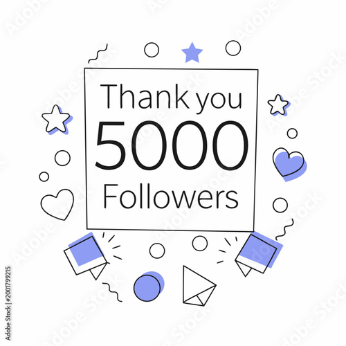 Thank you 5000 followers card for celebrating many followers in social network
