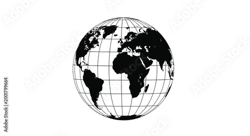 globe with grid lines on white background
