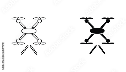 Modern drone quadcopter icon vector illustration with propellers aerial photography symbol
