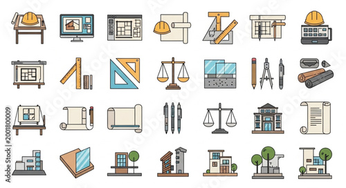 Construction tools and building icons set.