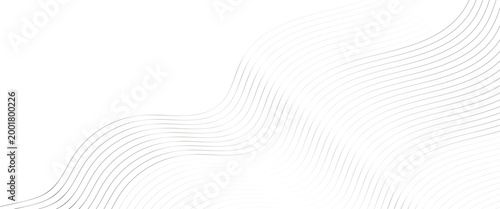 Abstract flowing thin grey lines forming wave patterns on a white background