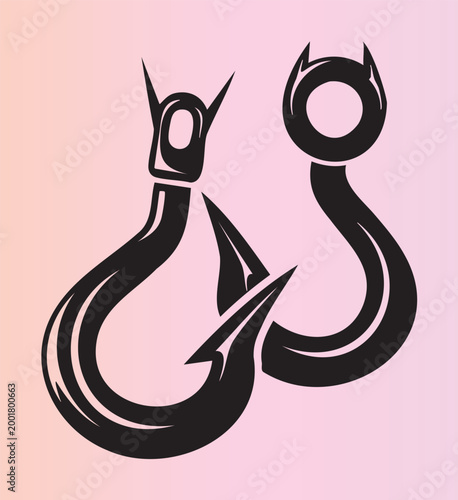 Stylized pair of hooks forming rock hand gesture isolated illustration design