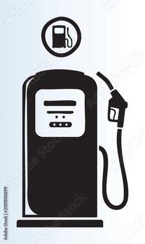 Vintage gas pump illustration with fuel nozzle and display panel design