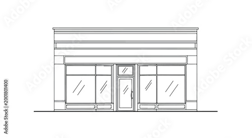 Storefront Building Facade Vector Illustration Outline Drawing