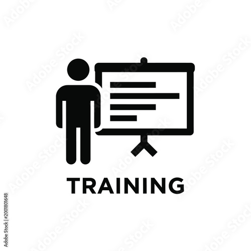 Tableau sur toile training icon with presenter and presentation board on white background high qua
