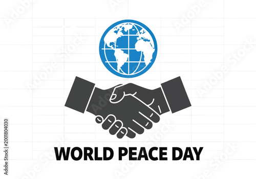 World Peace Day vector illustration, global unity and international cooperation concept. Handshake symbol for peace, friendship, and solidarity, ideal for social issues and awareness campaigns.
