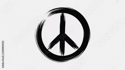 peace sign symbol with brush strokes on white background