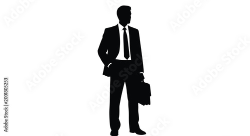 silhouette of businessman in suit holding briefcase