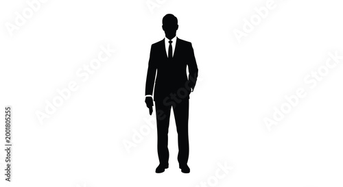 man in suit silhouette on white background