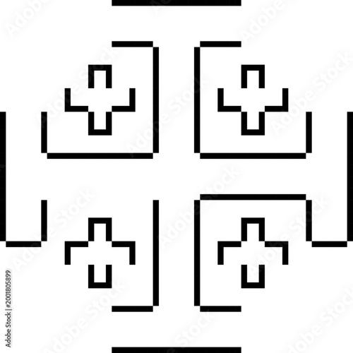 jerusalem cross pixel art icon, retro 8-bit christian crusader symbol, religion holy land vector illustration