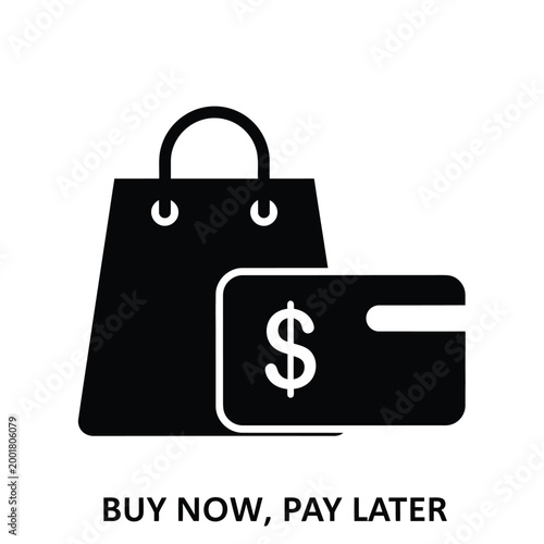 shopping bag and credit card icon with buy now pay later text high quality professional detailed modern elegant stylish clean
