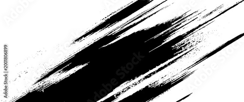 Black ink brush strokes on white background diagonal abstract texture