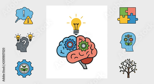 Brain with light bulb moment concept.