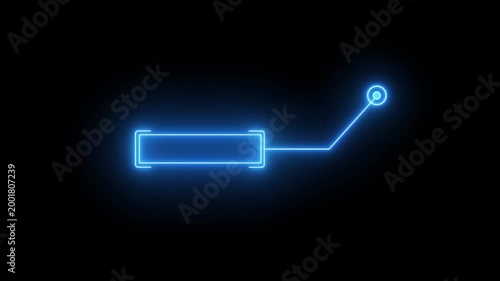 Neon blue hud callout with glowing pointer for digital interface and data visualization