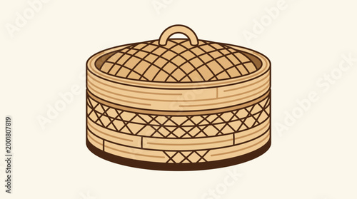Traditional Chinese steamer basket closeup.