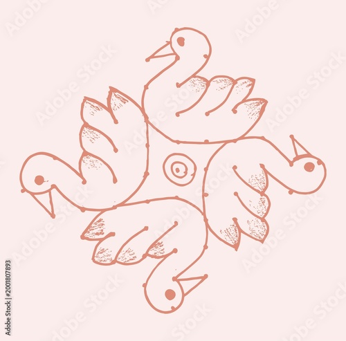 Editable hand drawing of traditional rangoli design element illustrations.