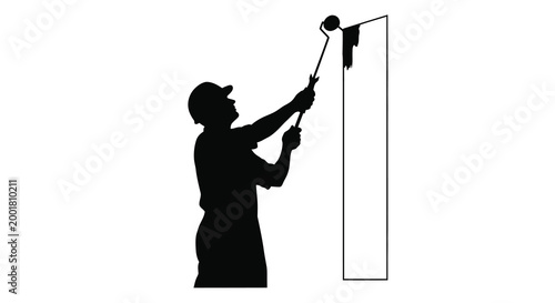 painter silhouette painting wall with roller high quality