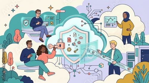 Hardware Tech: Friendly Computing Cloud - Quantum Computing & Glowing Chip Concept