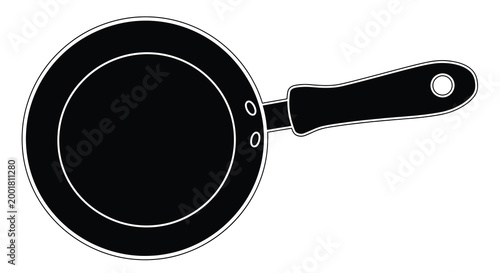 Foto frying pan silhouette with black handle and circular shape high quality professi