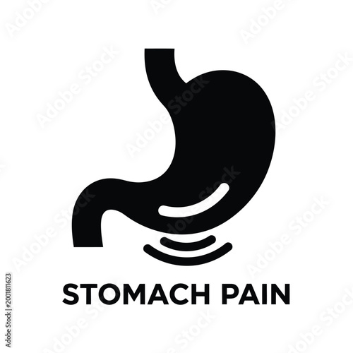 stomach pain icon with black silhouette on white background high quality professional detailed modern elegant stylish clean crisp vibrant colorful