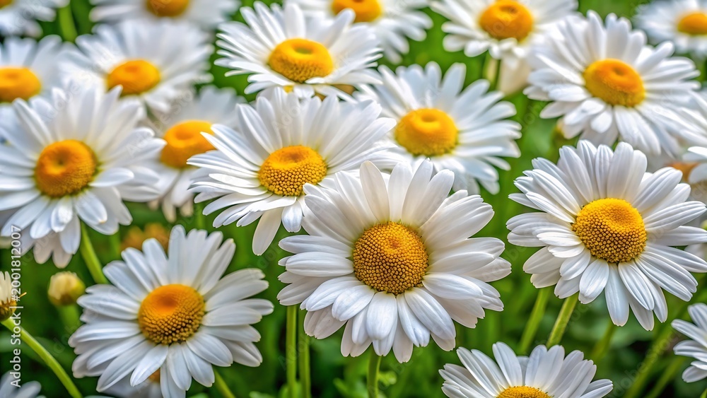 Fototapeta premium White daisies field illustration