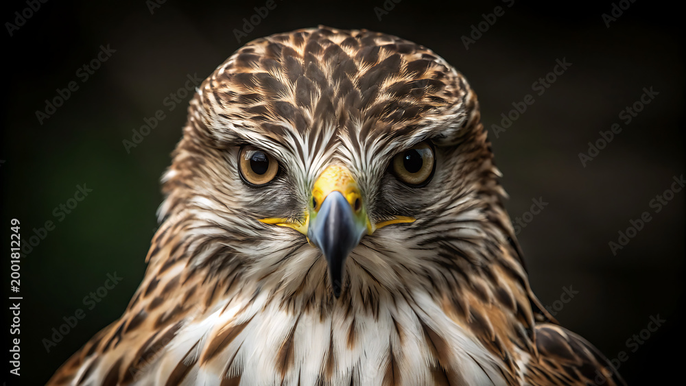Fototapeta premium close-up portrait of sharp-shinned hawk with intense gaze in natural lighting