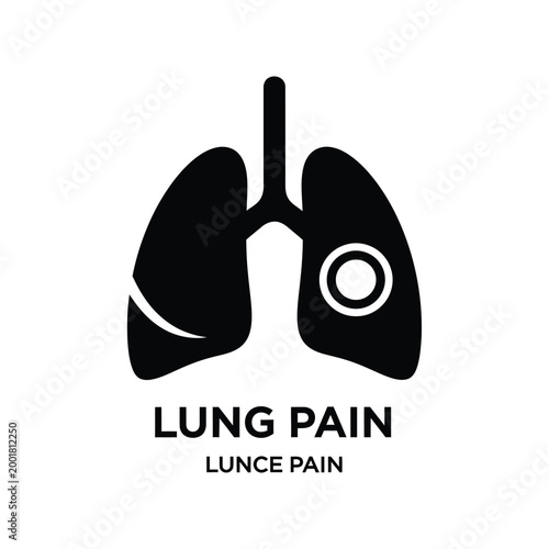 lung pain icon with black silhouette and white background high quality professional detailed modern elegant stylish clean crisp vibrant colorful