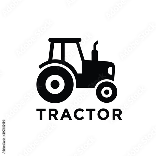 tractor silhouette with bold wheels and text label on white background high quality professional detailed modern elegant stylish clean crisp