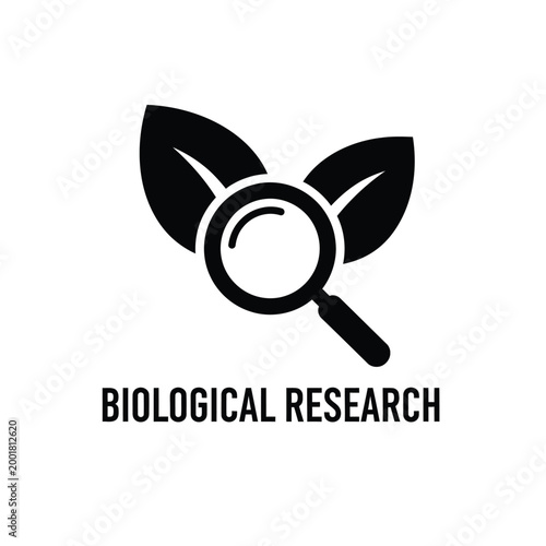 biological research icon with magnifying glass and leaves on white background high quality professional detailed modern elegant stylish clean crisp