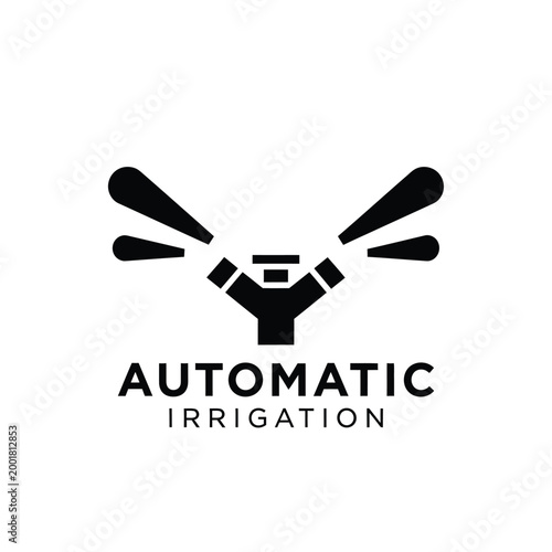 automatic irrigation system icon in black and white design high quality professional detailed modern elegant stylish clean crisp vibrant colorful