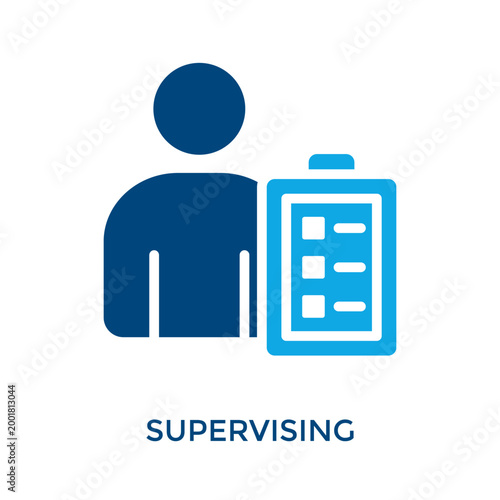Supervising Icon Dual Tone Style. Vector Illustration For Graphic Design