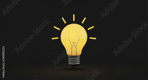 Glowing Incandescent Light Bulb Symbolizing a Bright Idea.