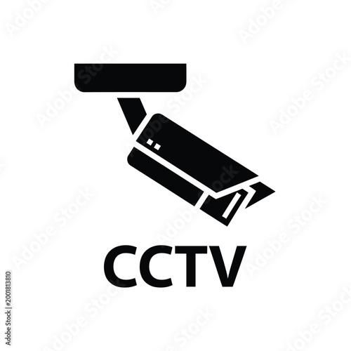 cctv camera icon in black and white with text label high quality professional detailed modern elegant stylish clean crisp vibrant