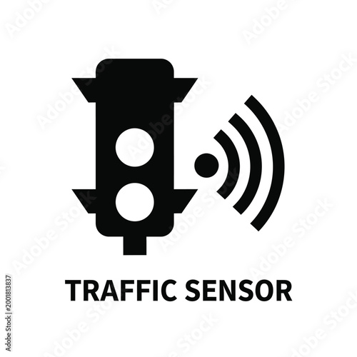 traffic sensor icon with signal waves on white background high quality professional detailed modern elegant stylish clean crisp vibrant colorful