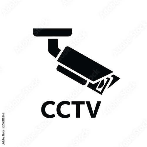 cctv camera icon in black and white with text label high quality professional detailed modern elegant stylish clean crisp vibrant