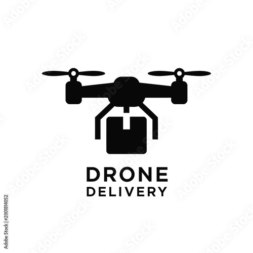 drone delivery icon with black silhouette on white background high quality professional detailed modern elegant stylish clean crisp vibrant colorful