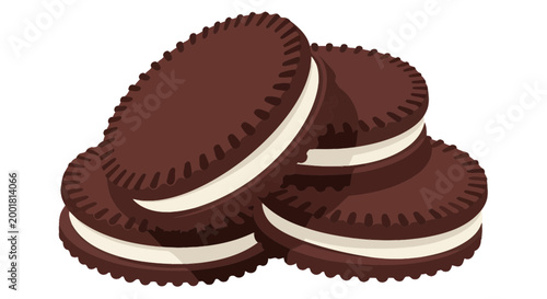 Stack of Chocolate Sandwich Cookies with Cream Filling