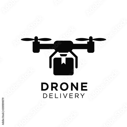 drone delivery logo with black silhouette on white background high quality professional detailed modern elegant stylish clean crisp vibrant colorful