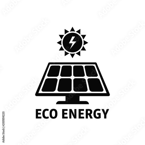eco energy icon with solar panel and sun on white background high quality professional detailed modern elegant stylish clean crisp