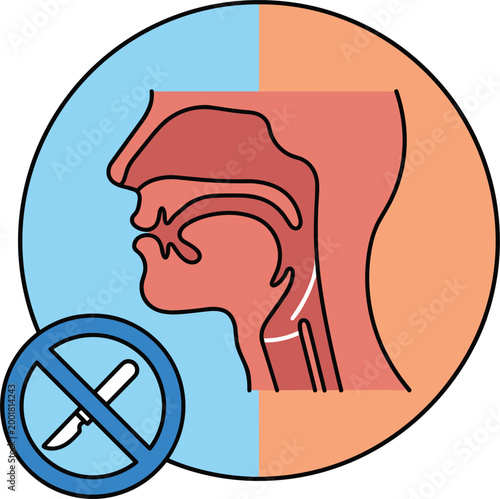 No smoking concept with human respiratory system illustration and prohibition symbol representing health awareness anti smoking campaign and lung protection